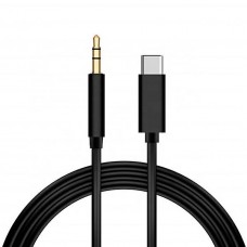 Laidas USB C - 3.5mm (K-K) 1m juodas (black) 